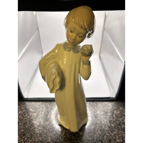 Vtg NOA Lladro Porcelain Figuerine Boy with Clock Pillow made in Spain 10” - Picture 4 of 5